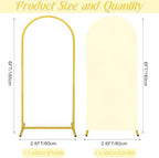 Metal Arch Stand and Cover Set,1 Ivory Spandex Fitted Backdrop with 1 Gold Wedding Arched Stand Frame for Parties Birthday Baby Shower Bridal Banquet Decoration (6FT) - Image 2
