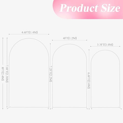 Wokceer Wedding Arch Backdrop Stand 8FT,7.2FT,6.6FT White Metal Arch Stand - Image 2