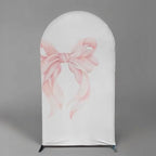 Pink Floral Arch Backdrop Cover Toile Bride to Be Baby Shower Girl Party Chiara Arched Frame Bow Flowers 1st Wedding Birthday Parties Decorations (5FT,4385) - Image 2