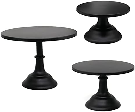 3-Set Cake Stands, Black Dessert Display Plate Cupcake Stands for Baby Shower Wedding Birthday Party Celebration Home Decor by FEOOWV