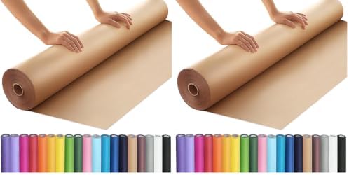PerkHomy 36" x 2,400" (200') Brown Kraft Paper Roll for Craft Bulletin Board Paper Art Table Covering Crafting Gift Wrapping Bouquet Packing Parcel 70GSM 50LB (Brown, 36" x 200') (Pack of 2) by PerkHomy