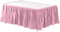 Exquisite Pink Table Skirt 24 Pack - Disposable Plastic Table Skirts for Rectangle Tables 6ft 8ft & Round Tables - 29in x 14ft Self-Adhesive Strip - Birthday Wedding Gender Reveal Decor by Exquisite