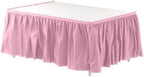 Exquisite Pink Table Skirt 24 Pack - Disposable Plastic Table Skirts for Rectangle Tables 6ft 8ft & Round Tables - 29in x 14ft Self-Adhesive Strip - Birthday Wedding Gender Reveal Decor by Exquisite