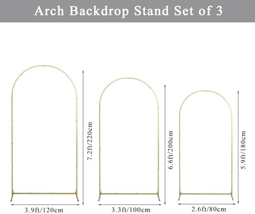 Gawicpy Wedding Arch Backdrop Stand Set Metal Arch Backdrop Stand with Wedding Arch Cover, Wedding Balloon Arch Backdrop Stand for Birthday, Baby Shower, Anniversary (White, 5.9FT+6.6FT+7.2FT) - Image 7