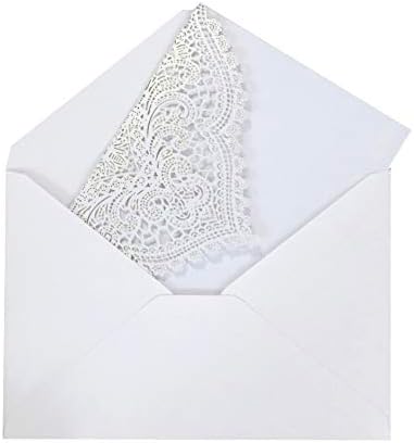 20Pcs Laser Cut Pocket Wedding Invitation Covers, 4.9×7 Inch Trifold Lace Floral Invitation Sleeves with Envelopes personalized wedding invitations(White, 20 Pcs Customized Printed) - Image 7