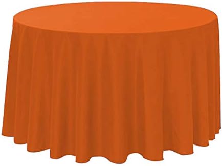 Polyester Round Tablecloth 120" Ideal for 60 inch round table (Orange) - Image 2