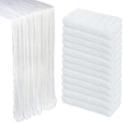 12 Pack 35 x 120 Inch White Table Runner Cheesecloth 10Ft by Heneger