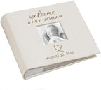 Small Personalized Welcome Baby Photo Album Cream Leatherette Holds 100 Photos Baby Shower by GiftsForYouNow