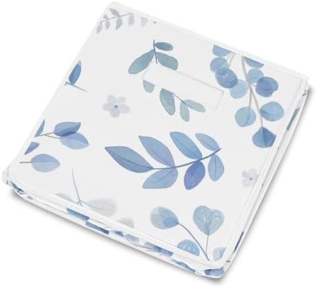Sweet Jojo Designs Floral Leaf Boy or Girl Small Fabric Toy Bin Storage Box Chest For Baby Nursery or Kids Room - Blue Grey and White Boho Watercolor Botanical Flower Woodland Tropical Garden - Image 4