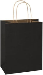 Mlyta 200 Pack 8x4.75x10 Inch Medium Black Kraft Paper Gift Bags with Handles Bulk for Goodie Party Favor Brithday Grocery Shopping Business Wedding Retail Craft Treat To Go Return, Merchandise Sacks by Mlyta