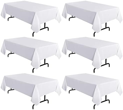 sancua 6 Pack White Table Cloth 60x102 Inch for 6 Feet Rectangle Tables by sancua