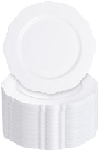 WDF 60pcs White Plastic Plates -10.25inch Baroque White Disposable Dinner Plates for Upscale Parties/Wedding by WDF