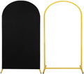 Metal Arch Stand and Cover Set,1 Black Spandex Fitted Backdrop with 1 Gold Wedding Arched Stand Frame for Parties Birthday Baby Shower Bridal Banquet Decoration (7.2FT) by HAISIWLKJ