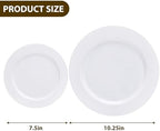 White Plastic Plates Disposable, 100Pcs Dinner 10.25" & Dessert 7.5" - Image 3