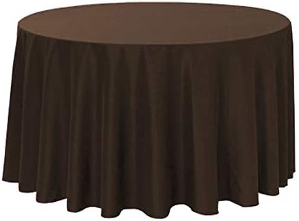 Polyester Round Tablecloth 120" Ideal for 60 inch Round Table (Brown) by KS+Linens