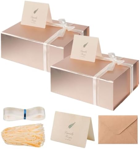 Rose Gold Gift Box for Anniversary with Magnetic Lid, 13.85"x8.35"x4.45" by Lifelum
