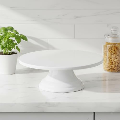 fanquare 10 Inch Vintage White Porcelain Cake Stand - Image 4