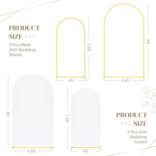 Toolterritary Metal Arch Backdrop Stand and Cover Set, 8FT, 7.2FT Party Backdrop, Easy to Assemble, Backdrop Stand for Parties, Birthday, Baby Shower - Image 2