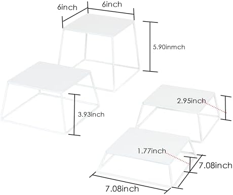Dessert Table Risers Display Stands Food display White Metal Square Retail Pizza,Cupcake,Candy Stands Food Platter Tray,6x6 INCH,Set of 4 - Image 2