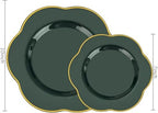 Liacere 50PCS Green Plastic Plates - Heavy Duty Disposable Plate-Green and Gold Include 25PCS Dinner Plate, 25PCS Dessert Plates for Wedding & Party & Holiday - Image 2