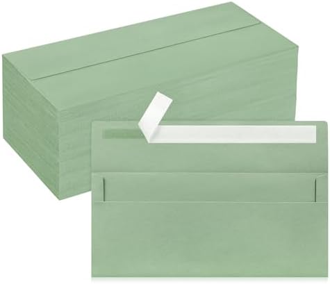 200 Pack Sage Green #10 Business Envelopes Letter Size Self-Seal by LIKAJON