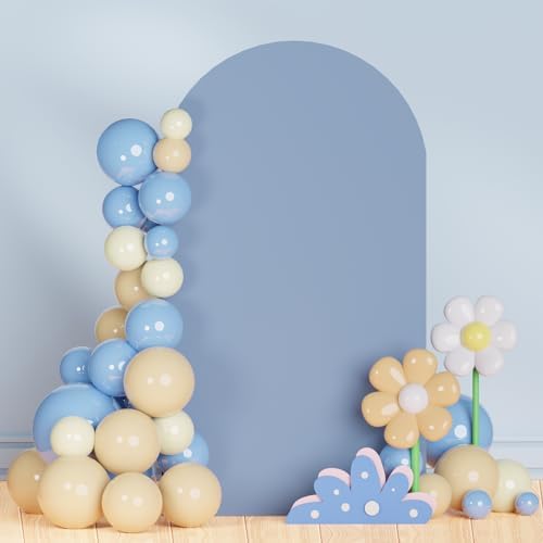 Dusty Blue Arch Cover 7.2FT Spandex Fitted Wedding Arch Covers Round Top Arch Cover Backdrop Fabric for Balloon Arch Stand Cover Chiara Backdrop Cover for Baby Shower Birthday Party Decor by PATYDEST