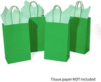 DjinnGlory 100 Pack Small-Sized Green Paper Gift Bags with Handles Bulk for Business Boutiques, Party Goodies, Holidays, Graduation, 9''x5.5''x3.15'' - Image 6