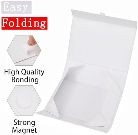 5 Pcs White Gift Box 8x8x4 Inches Small Gift Boxes for Presents with Magnetic Closure Lid Luxury Collapsible Gift Box Bridesmaid, Wedding, Birthday Boxs for Gift Packaging - Image 5