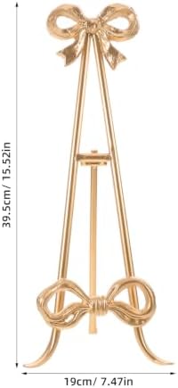 ARTIBETTER Bow Plate Stands Metal Cookbook Display Easel with Foldable Leg - 16" Tall Gold Decorative Platter Holder for Kitchen Table Centerpiece Birthday Baby Shower Wedding - Image 2