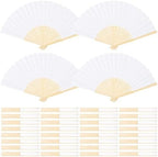 Aneco 36 Pieces Handheld Paper Fans Paper Folding Fans with Bamboos for Wedding Gift, Party, Home, DIY, White by Aneco