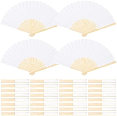 Aneco 36 Pieces Handheld Paper Fans Paper Folding Fans with Bamboos for Wedding Gift, Party, Home, DIY, White by Aneco