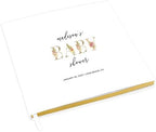 Andaz Press Personalized Baby Shower Guestbook with Gold Accents, Floral Letters Custom Name, Date, White Guest Sign in Registry 120 Pages 8.5 X 8.5 Memories Book for DIY, Scrapbook, Photo Album by AndazPress