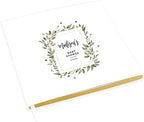 Andaz Press Personalized Baby Shower Guestbook with Gold Accents, Greenery Square Frame Custom, White Guest Sign in Registry 120 Pages 8.5 X 8.5 Memories Book for DIY, Scrapbook, Photo Album by AndazPress