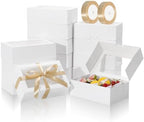 COTOPHER 30Pcs Cookie Boxes with Ribbons, 9x6x3 Inch White Bakery Boxes by COTOPHER