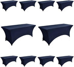 10-Pack 6ft Spandex Table Covers for Rectangle Standard Folding Tables - Wrinkle Resistant Stretch Tablecloths - Ultimate Fitted Table Protector for Parties, Banquet, Wedding by Unknown