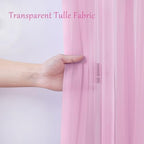 10×10ft Pink Tulle Backdrop Curtain with Lights String for Parties, Sheer Photo Curtain Backdrop Drapes for Wedding Party Photography Backgrounds - Image 4