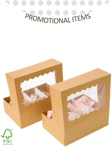 qiqee Auto-pop Up Cupcake Boxes with Window Brown 100PCS 6 Count Cupcake Box 9.4"x6.1"x3" Cupcakes Carrier, 6 Cupcake Containers - Image 3