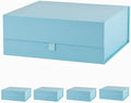 5 Pcs Large Gift Box 13.5x11.8x4.7 Inches, Blue Gift Boxes for Presents with Magnetic Closure Lid, Luxury Gift Box Rectangle Collapsible Boxes for Gift Packaging by PLINJOY
