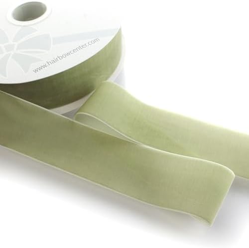 2" Velvet Ribbon Single Sided Soft Plush Luxury Craft Trim for Hair Bows Sewing Gift Wrapping Decorations Floral Arrangements and DIY Projects (Rustic Sage, 25 Yards) - Image 3