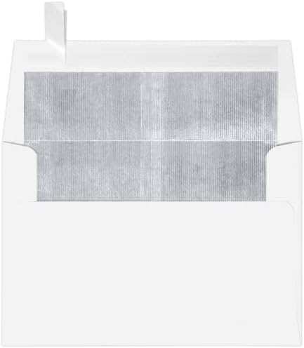 LUXPaper A4 Foil Lined Invitation Envelopes | Peel & Press | 4 1/4" x 6 1/4" | White w/Silver LUX Lining | 60lb. Text | 500 Qty by LUXPaper