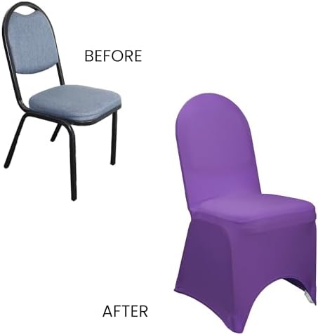 YOUR CHAIR COVERS - 6 Pack Purple Stretch Spandex Banquet Chair Covers - Wedding Slip Premium Quality Cover - Image 5