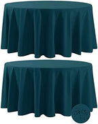 Fokitut 2 Pack Waterproof Round Tablecloth, 108 Inch, Stain Resistant and Wrinkle Polyester Table Cloth, Fabric Table Cover for Kitchen Dining, Wedding, Party, Holiday Dinner-Peacock Blue by BalsaCircle