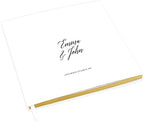 Andaz Press Personalized Wedding Guestbook with Gold Accents, Traditional Script White Guest Sign in Guest Registry 120 Pages 8.5 X 8.5 Memories Book for DIY, Scrapbook, Photo Album by AndazPress