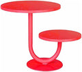 Red Metal Round & 2-Tier Cake Stand, U-Shaped Double Top Accent Side Table for Party Dessert Display Wedding Birthday Tea Living Room Bedroom Patio, Indoor Outdoor by NIANDAIJING