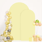 FANPROMS Arch Covers Set of 2 Yellow Wedding Arch Cover 6FT 7.2FT Arch Stand Cover for Wedding Party Spandex Arch Cover Stretchy Fabric Boho Backdrop Covers Set for Bridal Baby Shower Decoration - Image 5