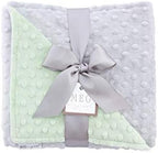 MEG ORIGINAL Baby Blanket Green/Gray Made from Super Soft Minky Dot Material (Snuggle (30 x30 in)) by MEGOriginal%C2%AE