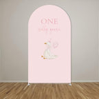 Arch Backdrop Cover One Silly Goose Baby Shower Girl Pink 1st Birthday Party Decors Spandex Stretchy Arch Stand Cover Plaids Cartoon Banquet Props (7.2FT,Pink) - Image 2