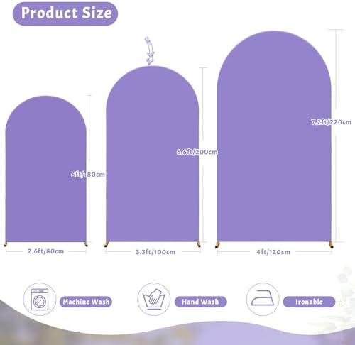 7.2FT Lavender Arch Backdrop Cover - Polyester Fitted Wedding Arch Stand Covers Round Top Chiara Arch Backdrop Cover for Birthday Party Banquet Photo Background Decoration - Image 2