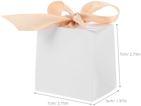 Mini White Favor Box 50 Sets Paper with Ribbon Xmas for Baby Shower Gifts - Image 2
