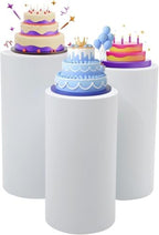 3Pcs Cylinder Stands for Party, White Cylinder Stand Cake Pedestal Stand Cylindrical Display Stand for Birthday Wedding Party Outdoor Indoor Decor (3 Pcs) by BJTDLLX